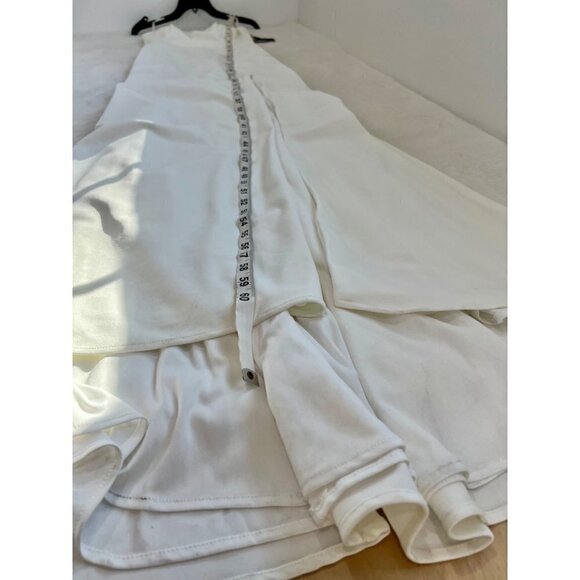 New La Femme Size 2 One-Shoulder Jersey Gown white 28176 *Stain* - Picture 6 of 12